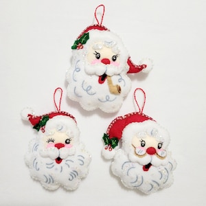 Bucilla Santa Ornaments. Set of 3.