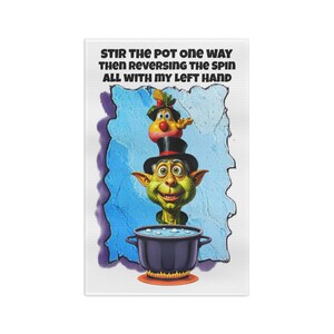 Left-Handed creature Stir the Pot Tea Towel | Whimsical Cartoonish artistic Illustration