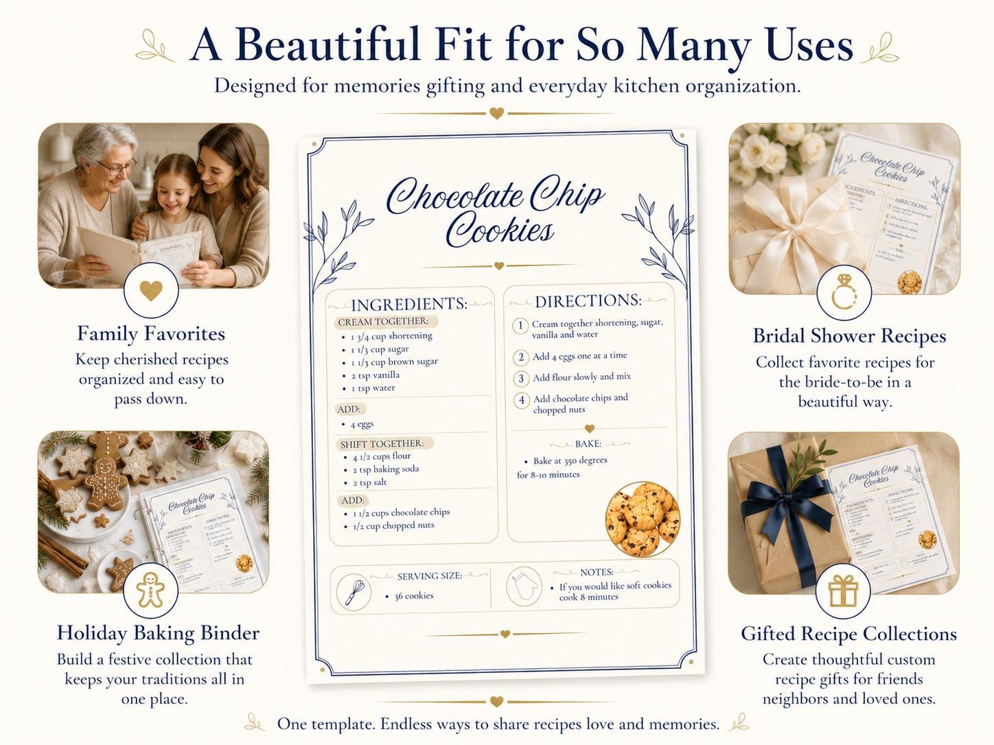 Heirloom Recipe Page Template Printable Family Cookbook Recipe Binder ...