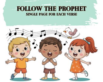 Follow the Prophet singing time primary song LDS Primary Flip Chart simple printable Visuals Digital Download flipchart song visual aid