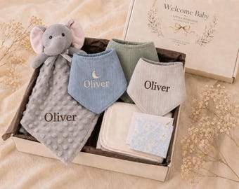 名入れベビーギフトボックス刺繍入りモスリンよだれかけセットカスタムネーム入りげっぷ布新生児ベビーシャワーギフト