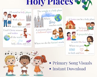 Holy Places Primary Singing Time Song LDS Primary Printable Visual Flip Chart Digital Download flip
