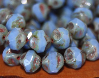 Czech Glass Beads, 8mm Central Cut, Baroque Beads