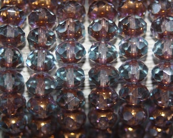 Czech Glass Beads, Rondells, 8x6mm, 25 Beads