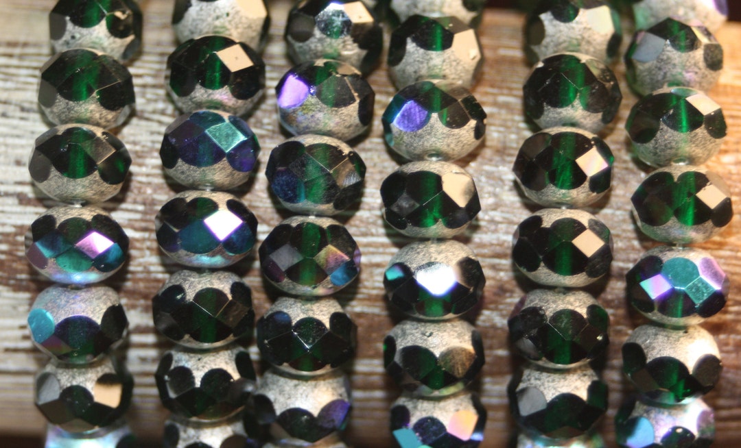 4mm 50 perles cristal AB vert clair prisme doré