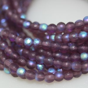 Czech Glass Beads, 4mm Druk Beads, 4mm Round, 50 Beads