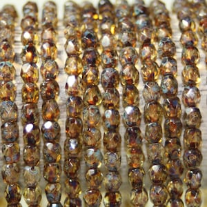Perlas de vidrio checas, 4 mm, pulidas al fuego, facetadas y redondas, 50 cuentas
