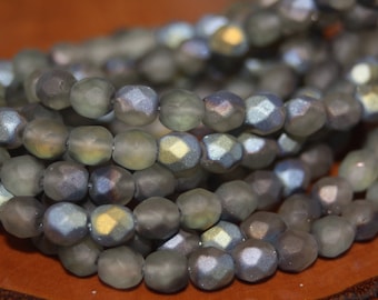 Czech Glass Beads, 6mm Firepolish, Faceted Round