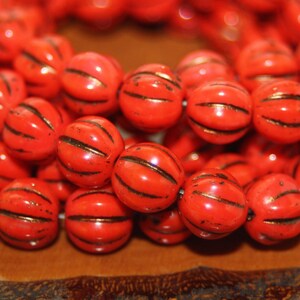 Melon Beads, 8mm Melon Beads, Czech Glass Beads