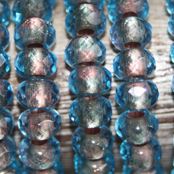 Czech Glass Beads, Big Hole Beads, Roller Beads, 6x9mm, 12Pcs