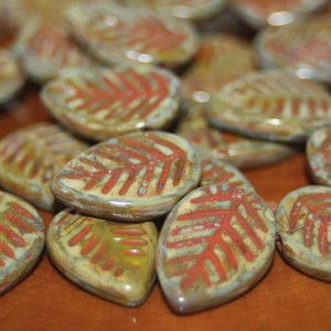 Czech Glass Beads, Birch Leaf Shape, 15 Beads
