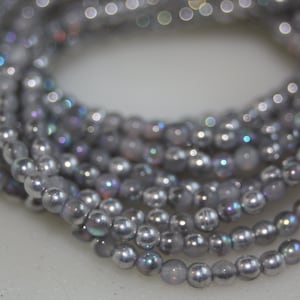 3mm Czech Glass Druks: White Silver AB Finish (50 Beads)
