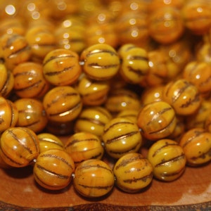 Melon Beads, 8mm Melon Beads, Czech Glass Beads