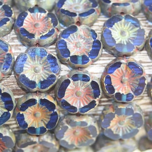 Czech Glass Beads, 12mm Hawaiian Flowers, Hibiscus Flowers, 12 Pcs
