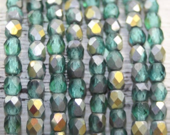 Firepolished Czech Crystal, 4mm Faceted Round, 50 Bead Strand