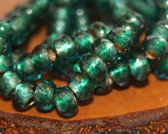 Czech Glass Roller Beads, Big Hole Beads, 12 Beads