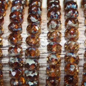 Czech Glass Beads, 7x5mm Rondelle,  25 Beads