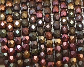 Firepolished Czech Crystal, 4mm Faceted Round, 50 Bead Strand