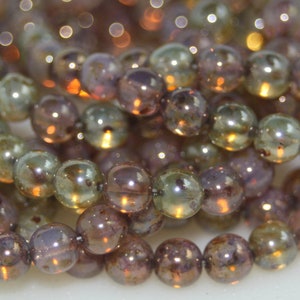 Czech Glass Beads, 6mm Druk Beads, 6mm Round, 30 Beads
