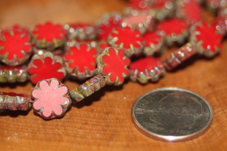 Czech Glass Beads, Cactus Flower Beads, 25 Beads image 5