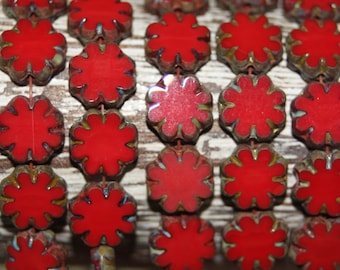 Czech Glass Beads, Cactus Flower Beads, 25 Beads