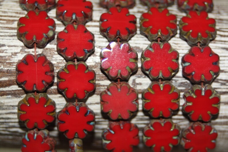 Czech Glass Beads, Cactus Flower Beads, 25 Beads image 1