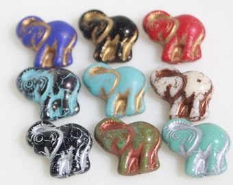 Czech Glass Beads, Elephant Beads, 20x23mm, One Pair