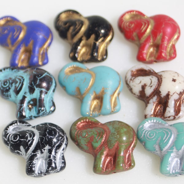 Czech Glass Beads, Elephant Beads, 20x23mm, One Pair