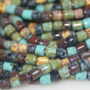 Picasso Seed Beads 6/0: Multi-Color Aged Bugle Beads, 20-inch Strand