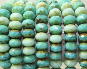 Czech Glass Beads, 8x6mm Rondelles, 25 Beads