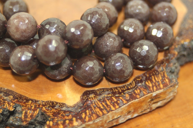 Genuine Gemstone Beads Brown Jade 10mm Faceted Round 8 Inch Etsy