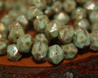 Tsjechische glaskralen, Engels gesneden, 10mm, 15 kralen