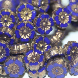 Czech Glass Beads, 9mm Hawaiian Flowers, Hibiscus Flowers, 16 Pcs