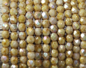 Czech Glass Beads, 4mm Fire Polish, Faceted Round, 50 Beads