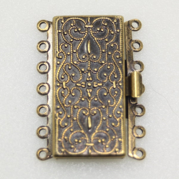 Multi Strand Box Clasp, 7 Strand Box Clasp, Brass