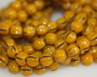 Czech Glass Beads, 6mm Melons 25 Beads, 2mm Hole