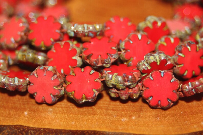 Czech Glass Beads, Cactus Flower Beads, 25 Beads image 4
