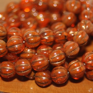 Melon Beads, 8mm Melon Beads, Czech Glass Beads