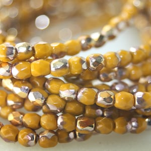 3mm Czech Firepolish, Faceted Round, 50 Beads