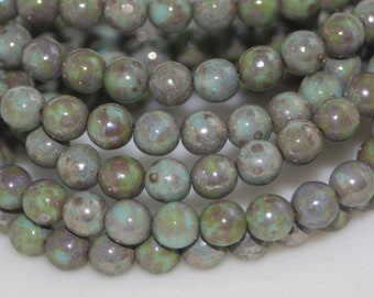 Czech Glass Beads, 8mm Druk Beads, 8mm Round, 25 Beads