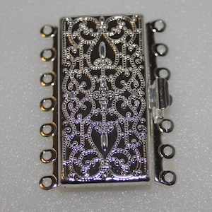 Multi Strand Box Clasp, 7 Strand Clasp Box Clasp, Silver