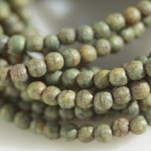 Czech Glass Beads, 4mm Round Etched Druks, 50 Beads
