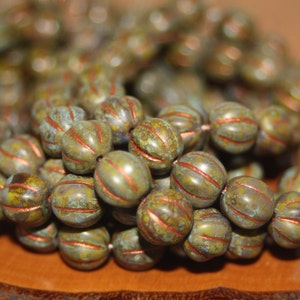 Melon Beads, 8mm Melon Beads, Czech Glass Beads