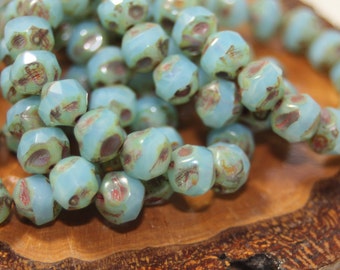 Czech Glass Beads, 8mm Baroque Round, Central Cut, 15 Beads