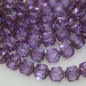 6mm Czech Glass Cathedral Beads - Light Purple Bronze (20pcs)