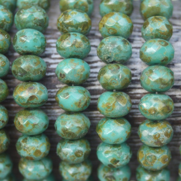 Czech Glass Beads, Rondelle Beads,  7x5mm, 25 Beads