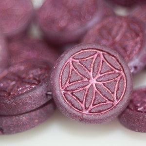 Czech Glass Beads, 18mm Flower of Life Coin, 2 Beads
