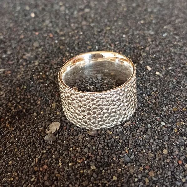 wide ring silver design stingray leather look