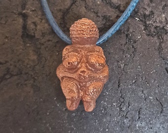 Venus of Willendorf - pendant replica in bronze drilled for leather strap