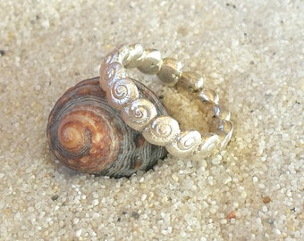 Band ring sterling silver made of snail shells